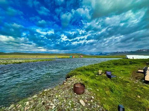 Dramatic Lake near Camp Stock Photos