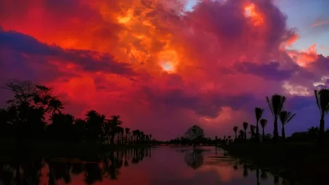 Dramatic lake sunrise Stock Footage 76490511