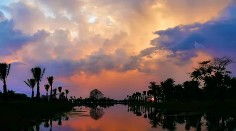 Dramatic lake sunset Stock Footage 52922571