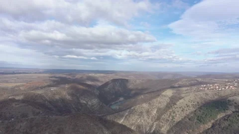 Dramatic landscape and clouds over river Timok 4K drone video Stock Footage 100971857