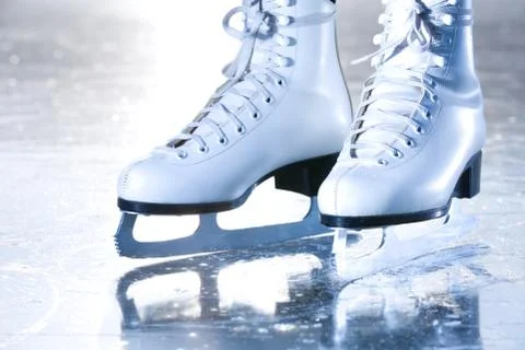 Dramatic landscape blue shot of ice skates Stock Photos