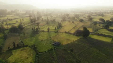 Dramatic landscape of farm land at evening time. Stock Footage 294352379