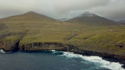 Dramatic landscape of Faroe Islands viewed from above. Video stock 125331517