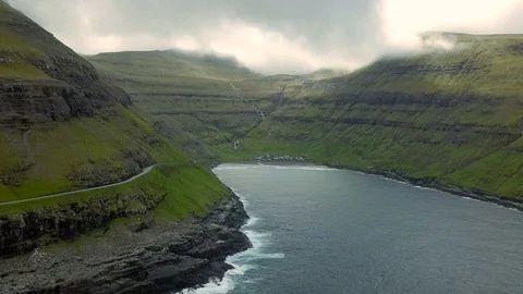 Dramatic landscape of Faroe Islands viewed from above. Stock Footage 125334438