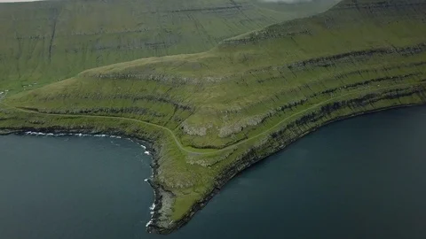 Dramatic landscape of Faroe Islands viewed from above. Video stock 125335649