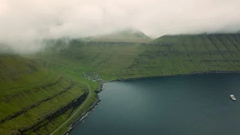 Dramatic landscape of Faroe Islands viewed from above. Stock Footage 125335956