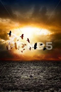 Dramatic landscape Stock Illustration