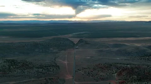 Dramatic Landscape Over Parowan Gap During Sunset In Utah, USA. Aerial Stock Footage 232380975