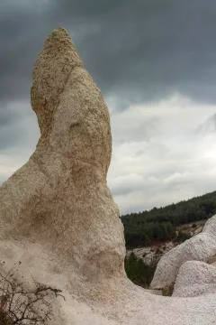 Dramatic landscape with part of the rock phenomenon "Stone Wedding". Stock Photos