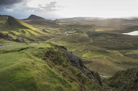 Dramatic landscape of the Quiraing Stock Photos