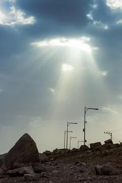 Dramatic landscape with sunbeams Foto stock