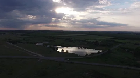Dramatic landscape. Sunset over the lake in the desert Video stock 64051437