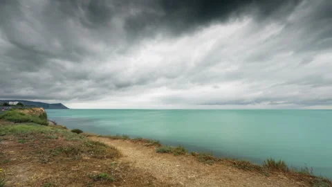 Dramatic landscape under the darkening sky timelapse Stock Footage 206386790