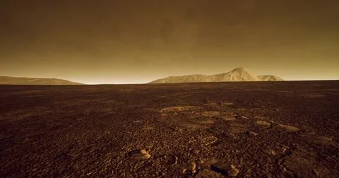 Dramatic landscape of Venus showcasing rocky terrain and hazy atmosphere Illustrazione stock