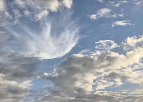 Dramatic Layered Clouds in a Blue Evening Sky Stock Photos