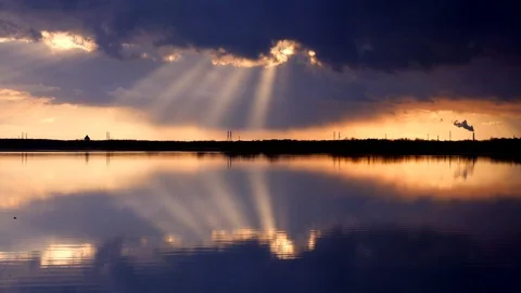 Dramatic light over the sea, Hokkaido, Japan Stock Footage 106167367