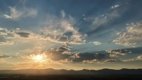 Dramatic Light Rays In Brilliant Gold Sky Stock Footage 345155245