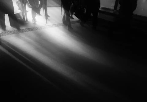 Dramatic light rays at metro entrance background Stock Photos