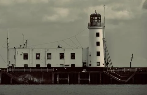 Dramatic Lighthouse British Seaside Harbour Stock Photos