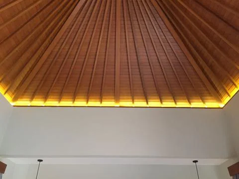 Dramatic lighting expose ceiling with led strip light Stock Photos