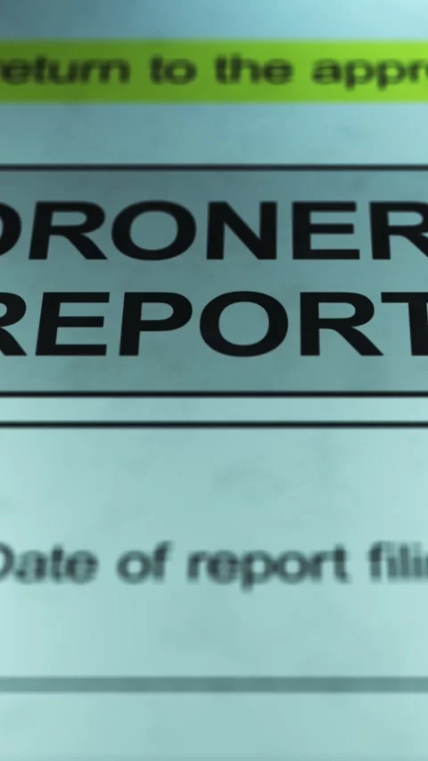 Dramatic Lighting over Generic Coroner's Report Form - Vertical Stock Footage 328522513