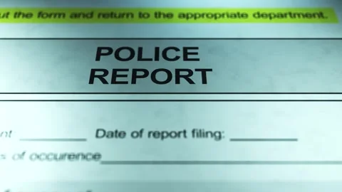 Dramatic Lighting over Generic Missing Police Report Form 1 Stock Footage 328522525