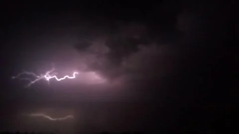 Dramatic Lightning Bolt Striking Through Dark Night Storm Clouds Stock Footage 339317110