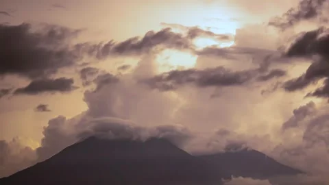 Dramatic Lightning Flashes Over Fuego Volcano at Night Stock Footage 320946878