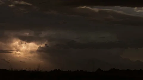 Dramatic Lightning at Night Stock Footage 136116817