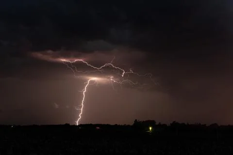 Dramatic Lightning at Night Stock Photos