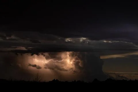 Dramatic Lightning at Night Stock Photos