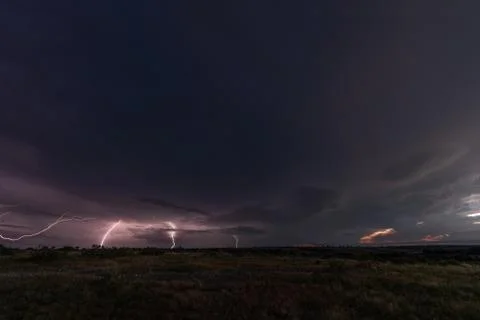 Dramatic Lightning at Night Stock Photos