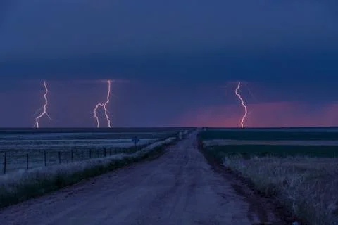 Dramatic Lightning at Night Stock Photos