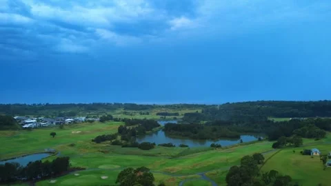 Dramatic Lightning Storm Over Ocean at Sunset Stock Footage 331624444