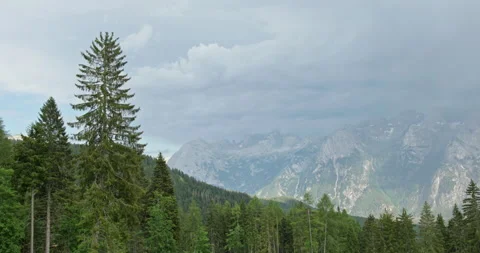Dramatic lightning storm striking over the dolomites mountains Stock Footage 340786839