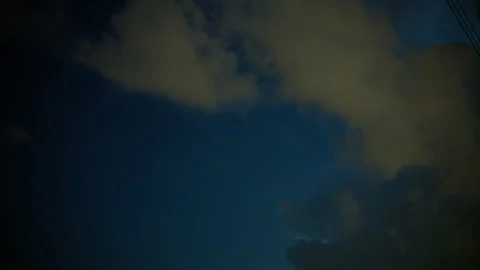Dramatic lightning strike illuminating dark storm clouds during a powerful Stock Footage 345477178