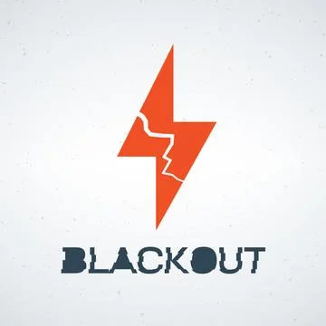 A dramatic logo featuring a broken lightning bolt and the word BLACKOUT Illustrazione stock
