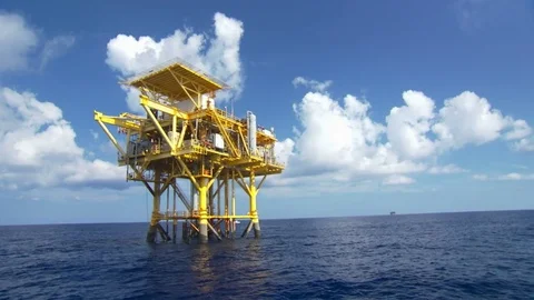 dramatic low angle oil rig gas platform ... | Stock Video | Pond5
