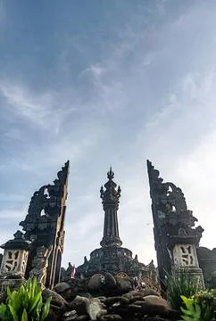 A dramatic low-angle view of the Bajra Sandhi Monument Stock Photos