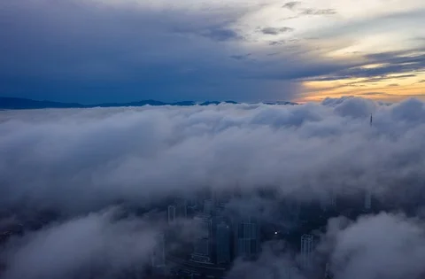 Dramatic Low Cloud over the city Stock Footage 122054340
