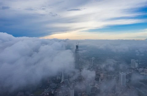 Dramatic Low Cloud over the city Stock Footage 122054602