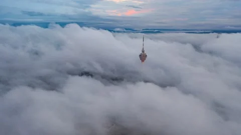 Dramatic low cloud over the city Kuala Lumpur Stock Footage 140035161