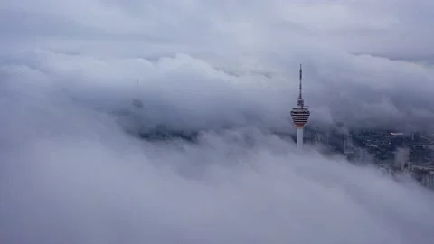 Dramatic low cloud over the city Kuala Lumpur Stock Footage 140035260