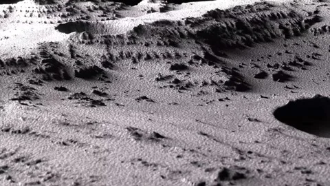 Dramatic Lunar Surface Craters, Rough Terrain, and Shadows Highlight Moons .. 動画素材 314066506
