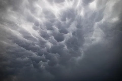 Dramatic Mammatus Cloud Structure Before Thunderstorm Stock Photos