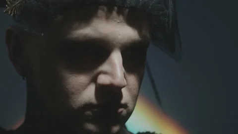 Dramatic Man in Black Veil Stock Footage 205367348