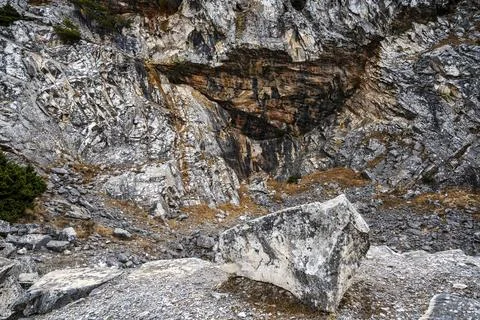 Dramatic Marble Quarry Cliffs on Penteli Mountain Greece Stock Photos