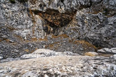 Dramatic Marble Quarry Cliffs on Penteli Mountain Greece Stock Photos