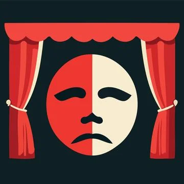 Dramatic mask object on theater stage Stock Illustration
