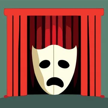 Dramatic mask object on theater stage Stock Illustration